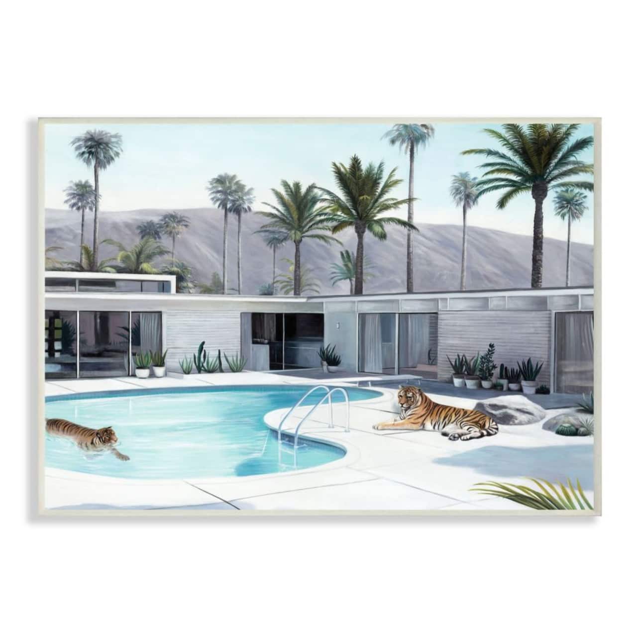 Stupell Industries Swimming Pool, Modern House & Palm Trees Wall Art
